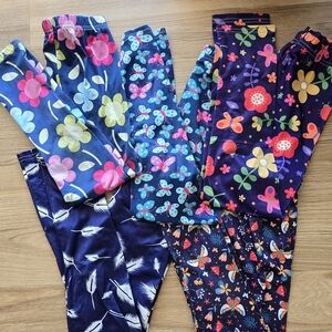 Colorful Floral and Feather Patterned Leggings Set(5)
